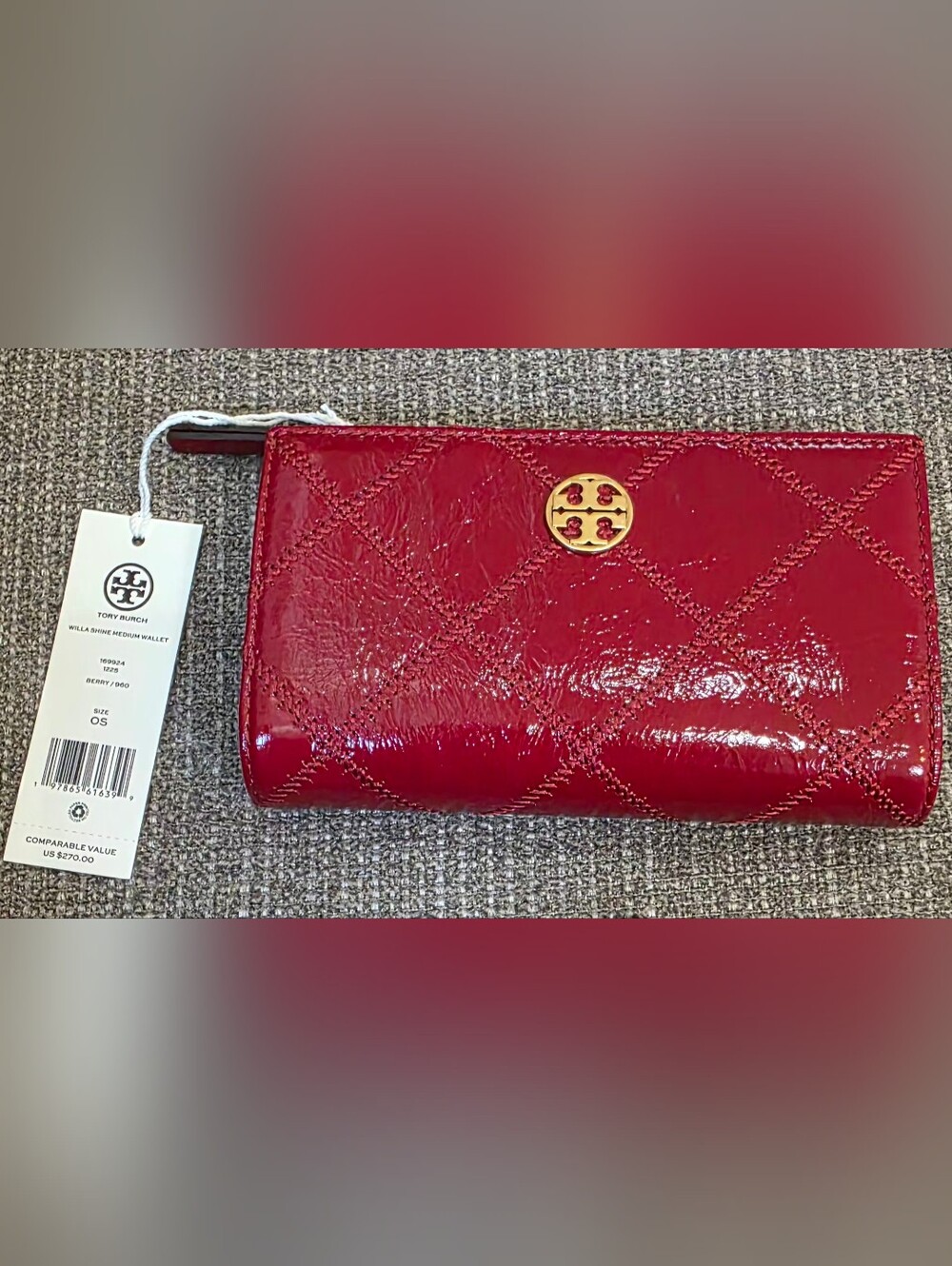 Tory Burch Willa Shine Medium Wallet In Red